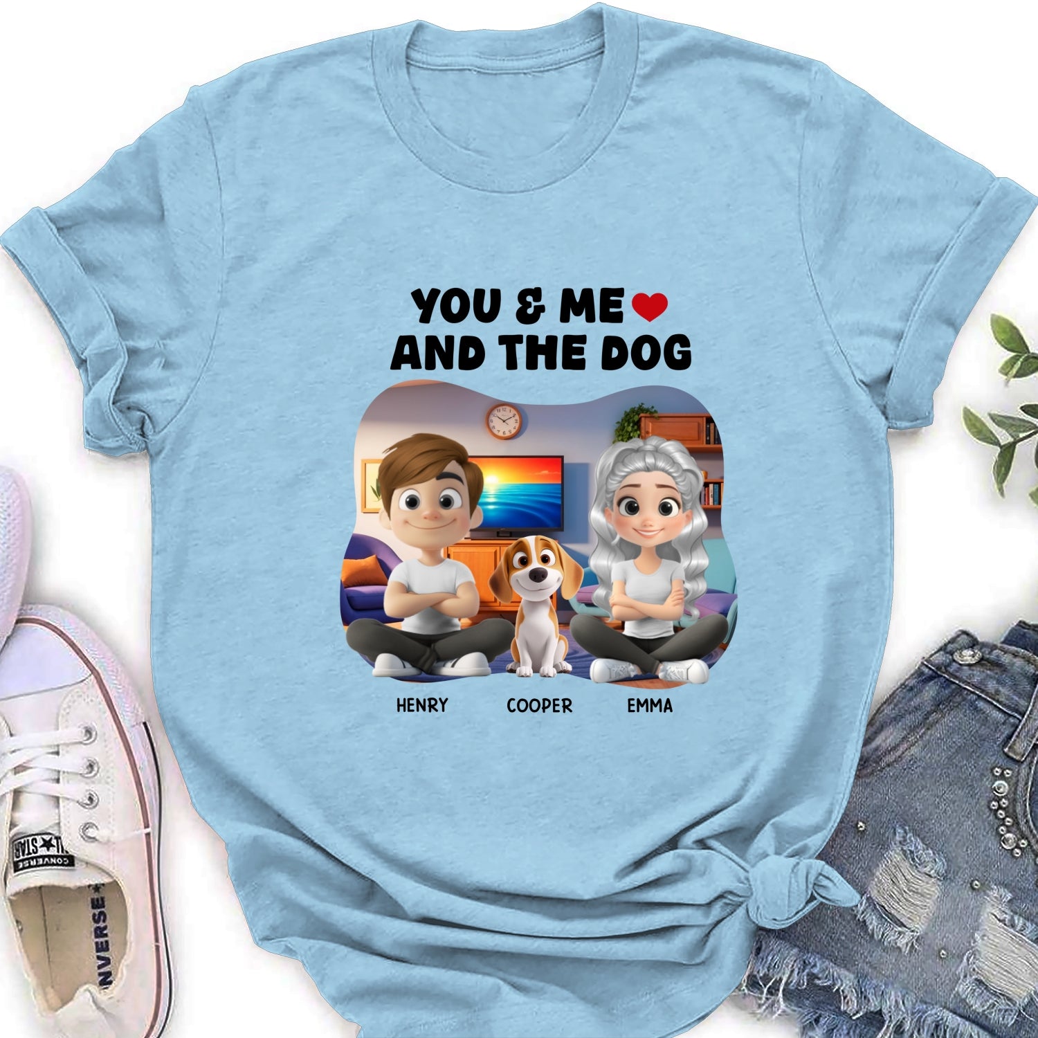 You Me And Dogs - Personalized Custom Women's Cotton Blend T-Shirt for Pet Lovers