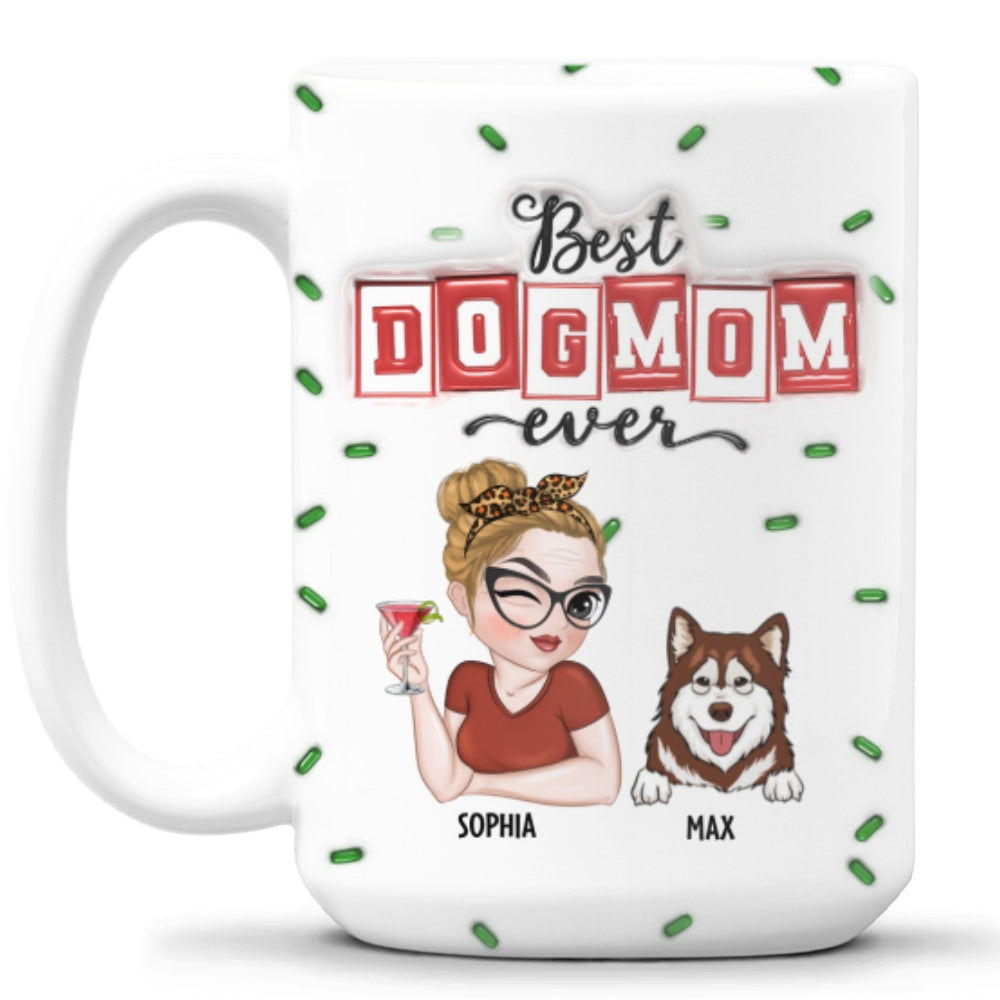 Best Ever Personalized Custom 3D Inflated Effect Ceramic Mug for Dog Moms