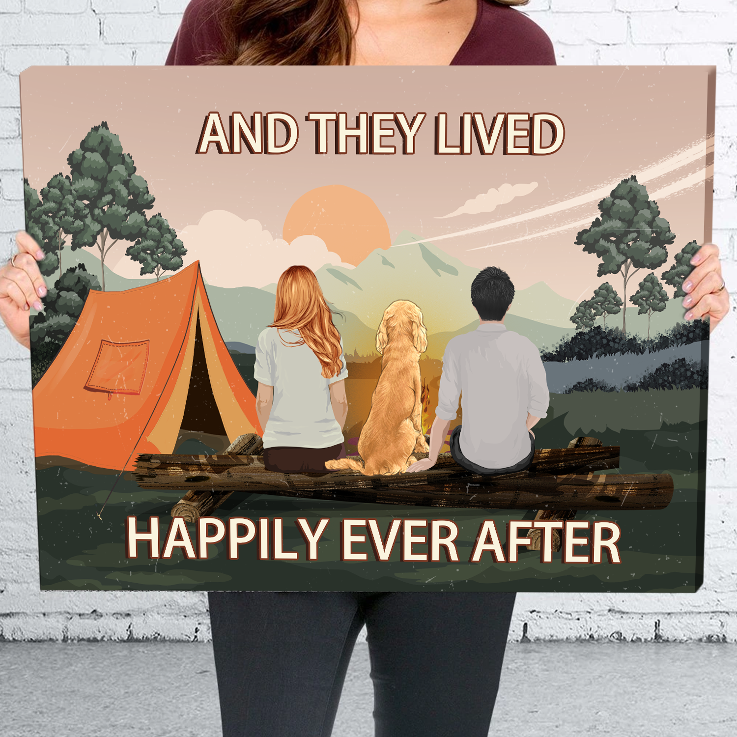They Lived Happily Ever After - Premium Personalized Custom Canvas Print: Ideal Gifts For Dog Lovers