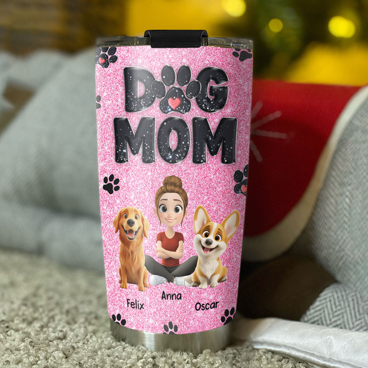 Charming Personalized Custom Tumbler for Dog Moms with Blink Design