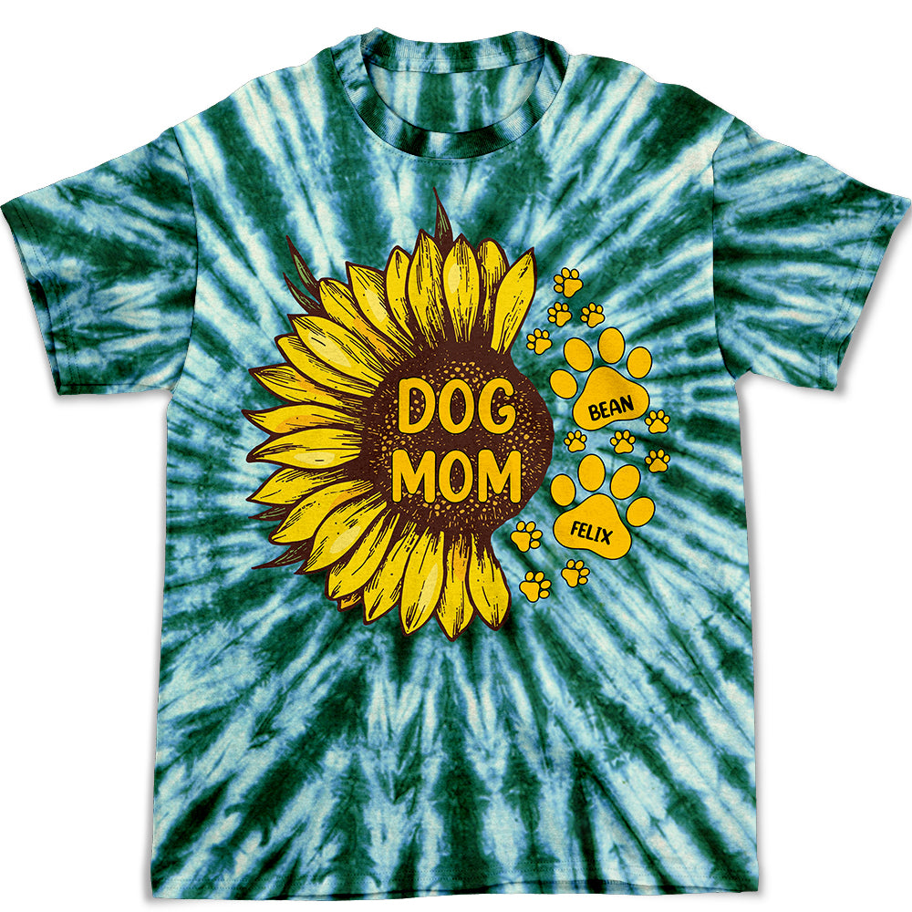 Unique Personalized Custom All-over-print Dog Mom Sunflower T-shirt