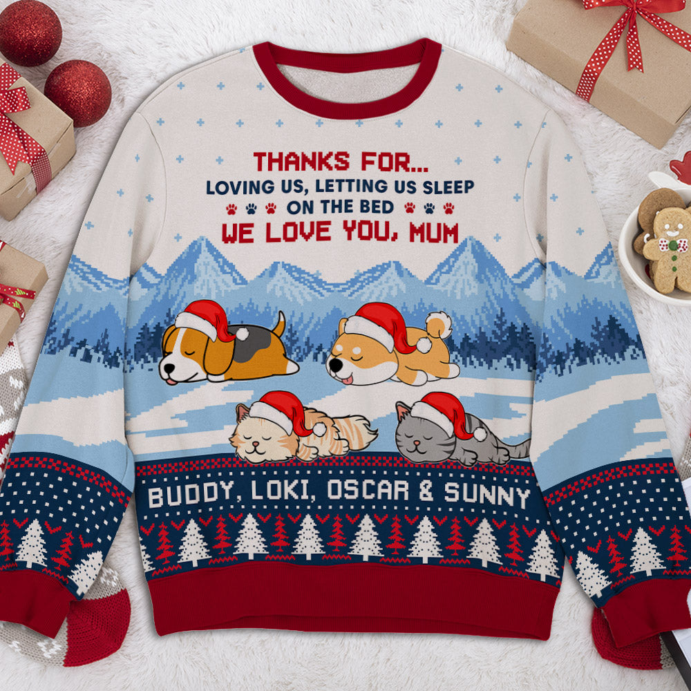 Thanks For Loving Us - Personalized Custom All-Over-Print Unisex 8.8 oz Sweatshirt for Pet Lovers