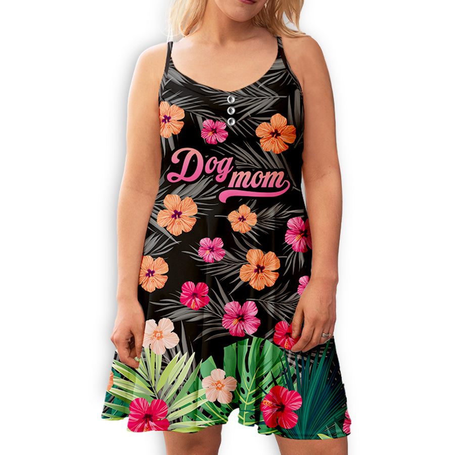 Stylish Dog Mom Three - Strap Knee - Length Dress for Pet Lovers