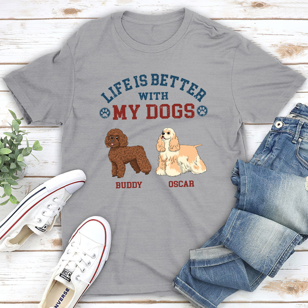 Retro Life Is Better - Customizable Personalized Unisex 5.3 oz T-shirt for Pet Lovers