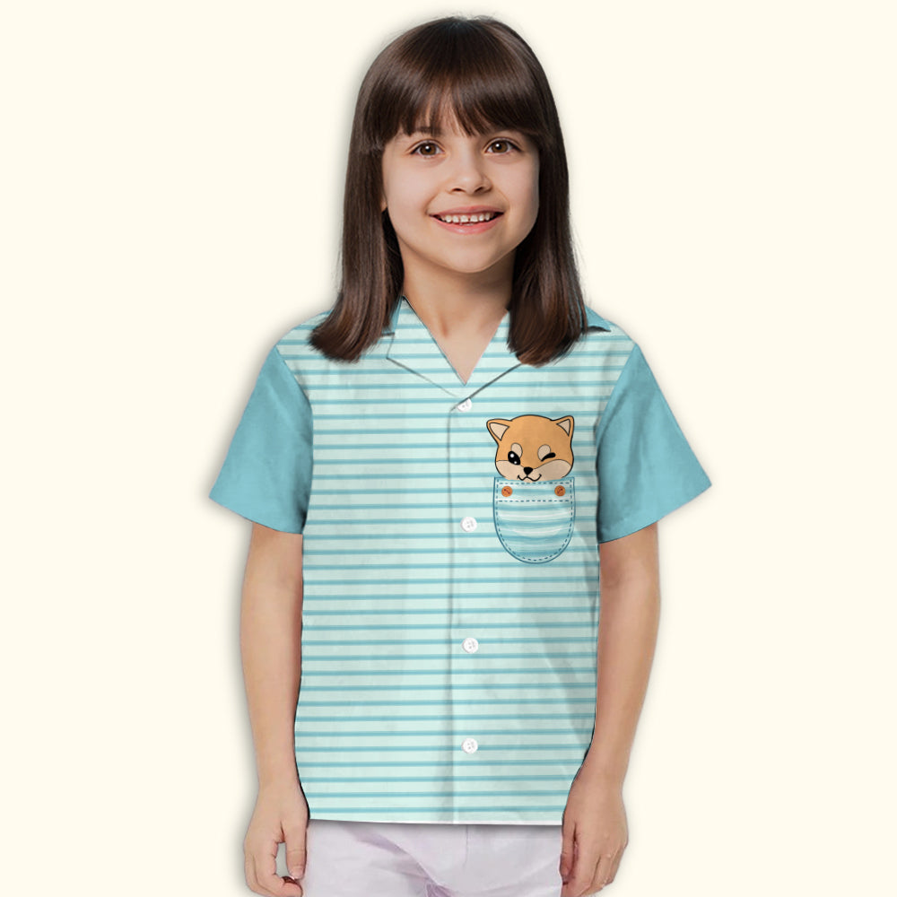 Adorable Shiba Inu Print - Kids' Button-up Casual Shirt for Special Occasions
