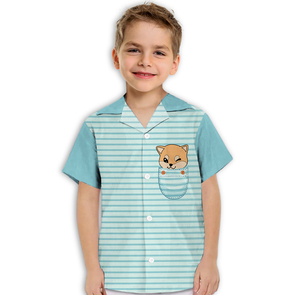 Adorable Shiba Inu Print - Kids' Button-up Casual Shirt for Special Occasions