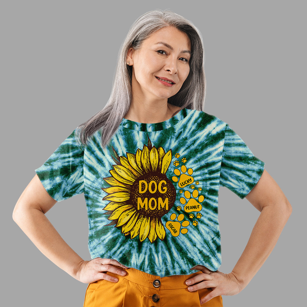 Unique Personalized Custom All-over-print Dog Mom Sunflower T-shirt