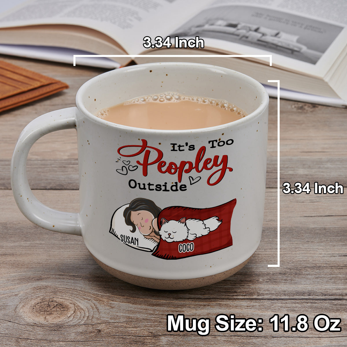 Too Peopley - 11oz Personalized Custom Ceramic Pottery Mug in Dark Blue and White