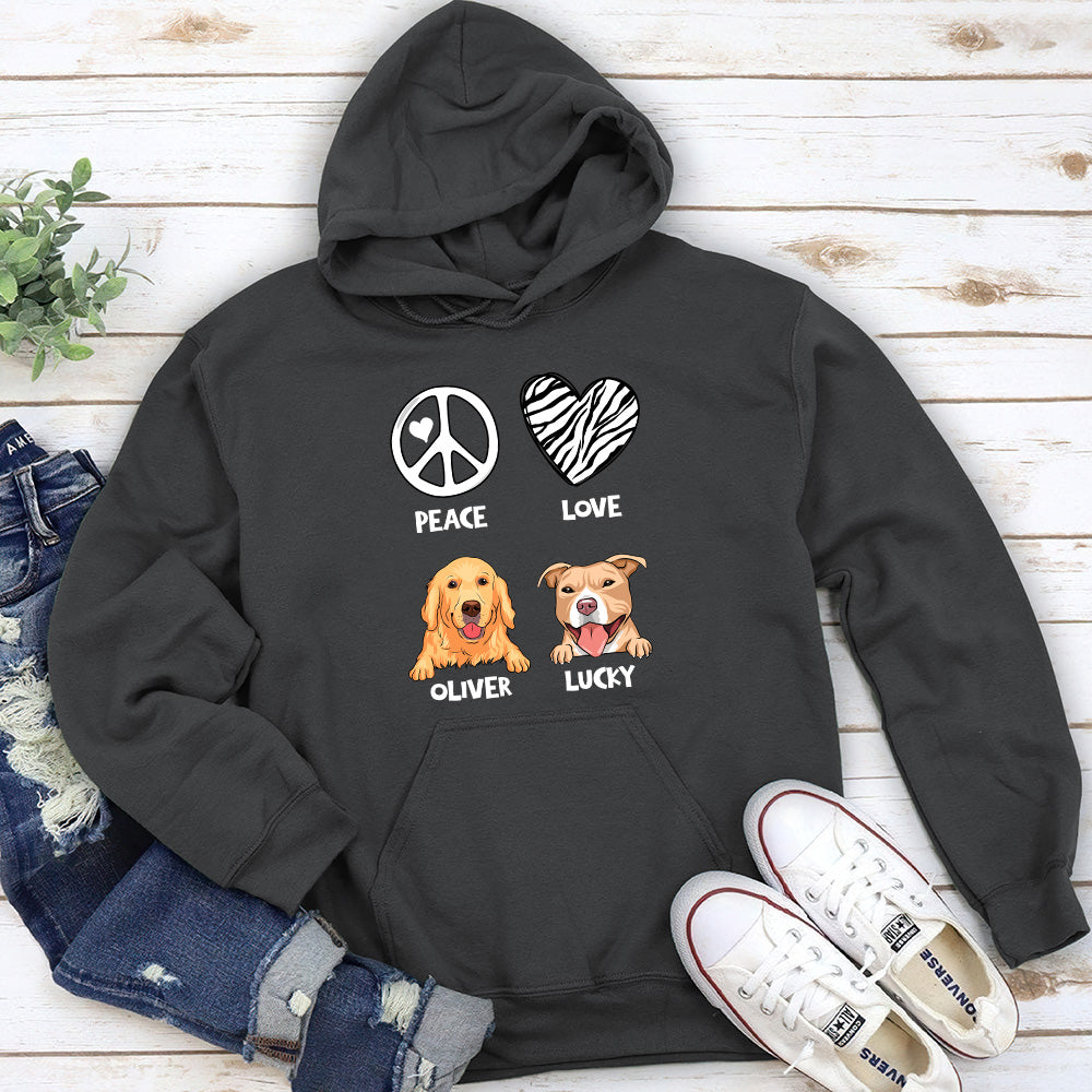 Peace And Love - Personalized Custom Unisex 8.0 oz Hoodie for Pet Lovers