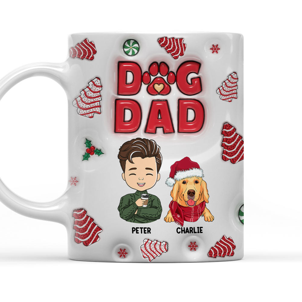 Dog Dad Christmas Cake Personalized Custom 3D Inflated Effect 11oz Ceramic Mug