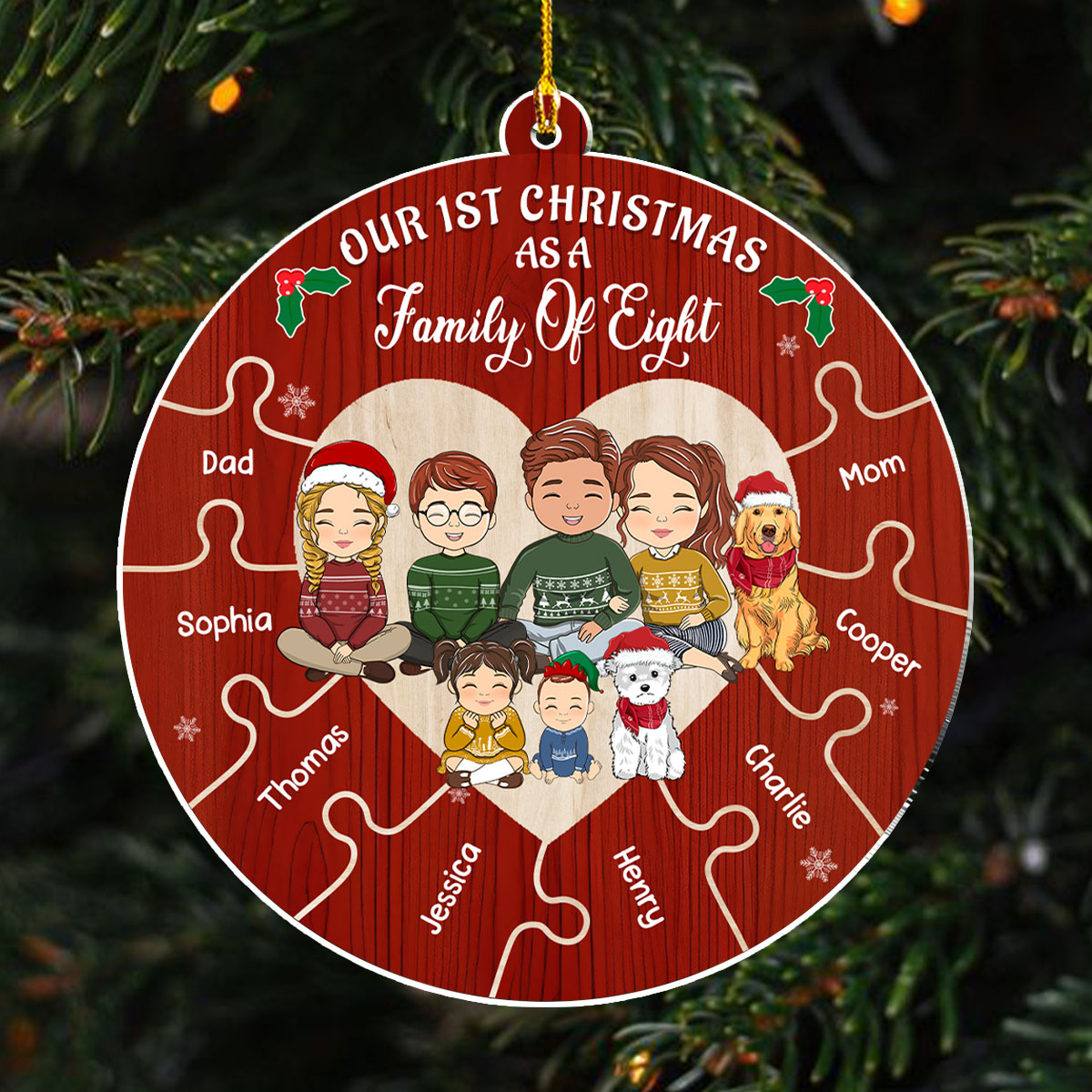 Together We Make A Family - Customizable Personalized Acrylic Christmas Ornament with 4' Diameter