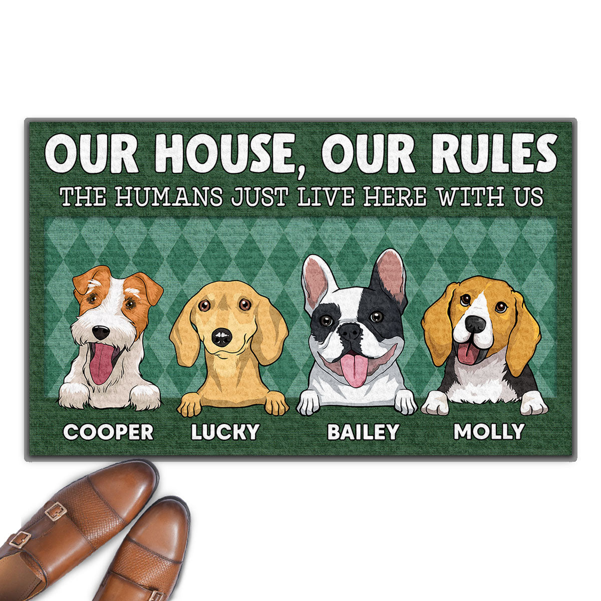 The Humans Live Here - Personalized Custom Doormat with Your Beloved Pet's Picture