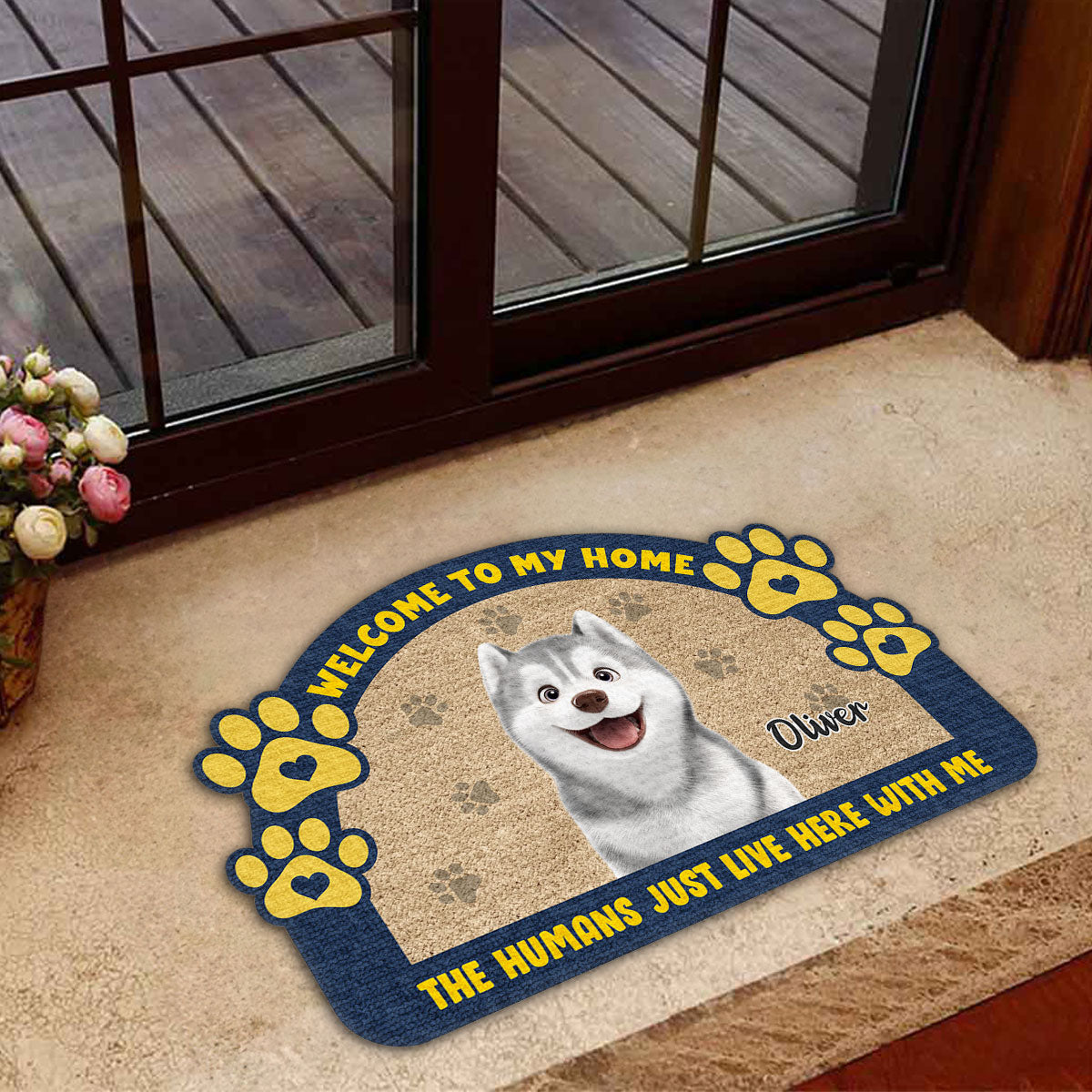 Dear Human We Rule The House - Customizable Personalized Pet Picture Doormat in 3 Sizes
