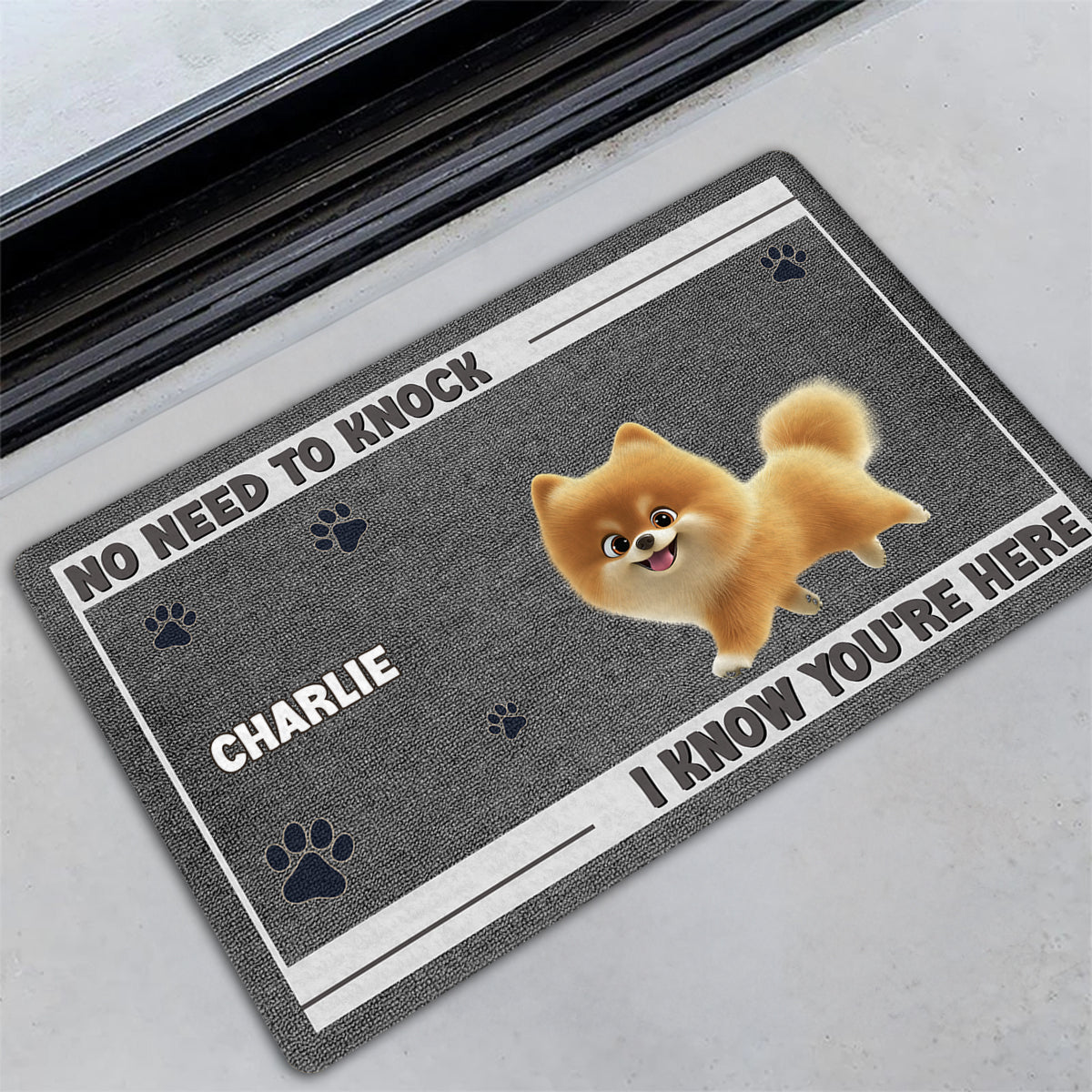 No Need To Knock Version 2 - Personalized Custom Doormat with Your Pet's Picture