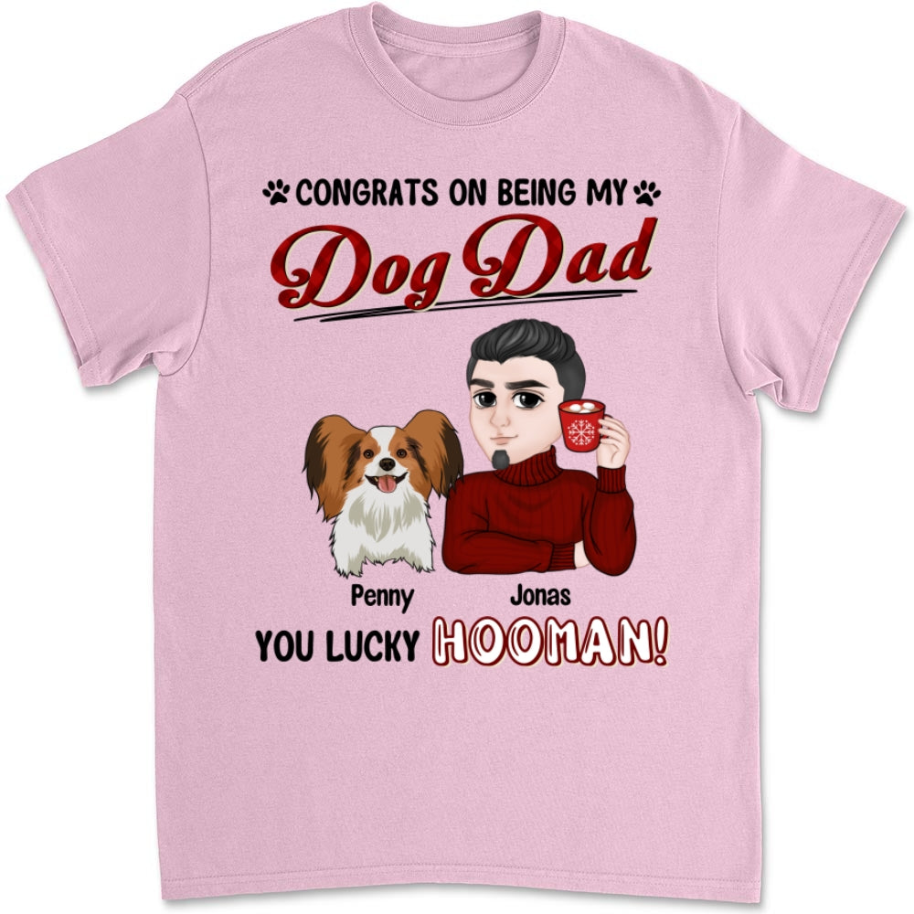Lucky Dog Dad & Mom - Personalized Custom Unisex 5.3 oz T-shirt