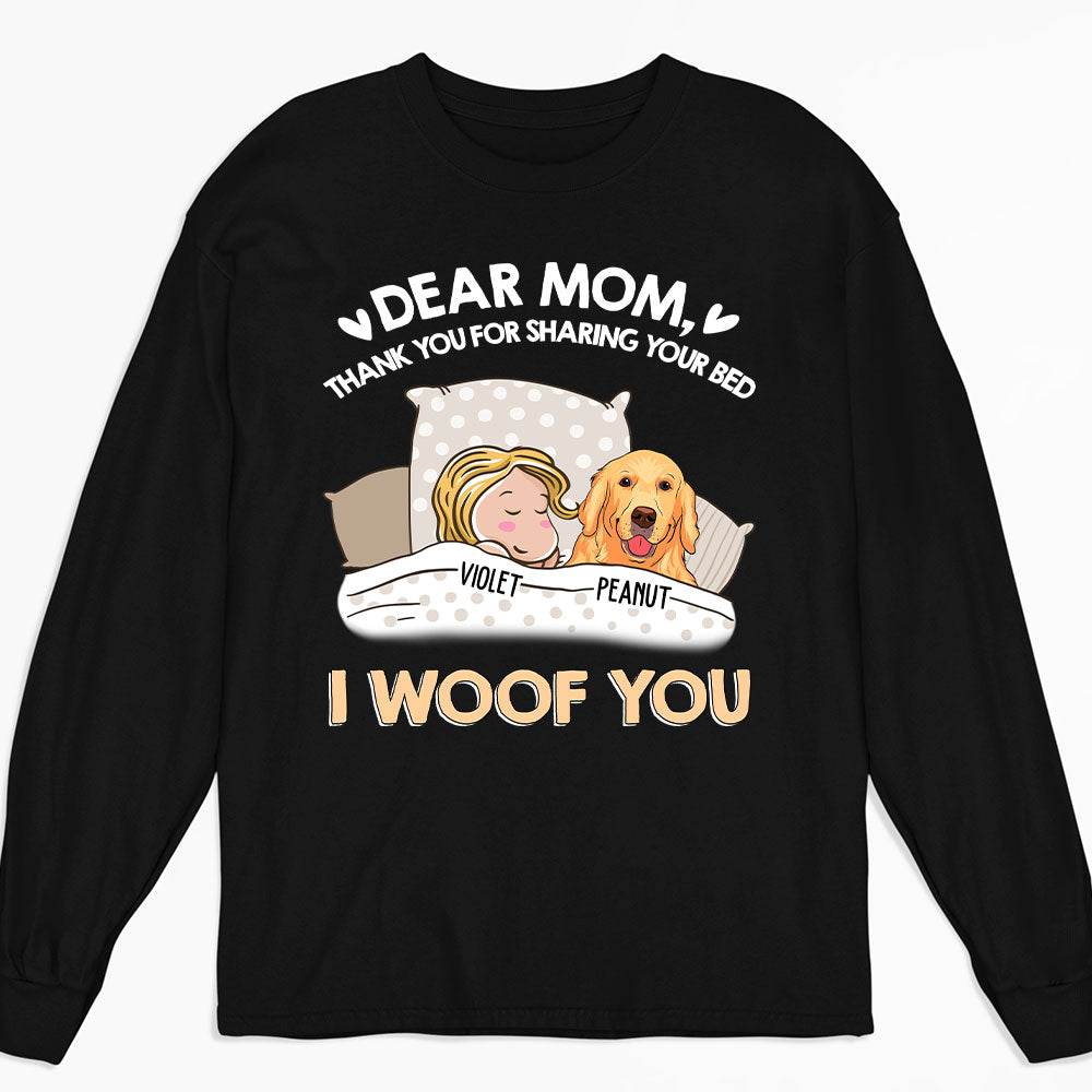 Thank You For Sharing Your Bed - Personalized Custom Long Sleeve T-shirt for Pet Lovers