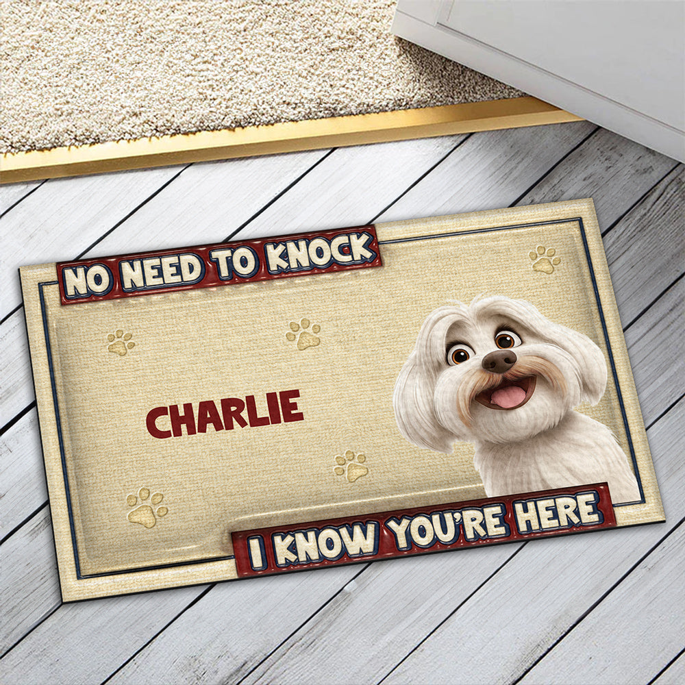 No Need To Knock - Personalized Custom 3D Inflated Effect Doormat with Your Pet's Picture