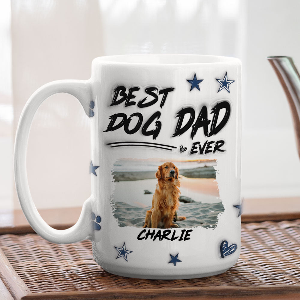 Best Personalized Custom 3D Inflated Effect Dog Dad Line Photo Mug - Ideal Gift for Dog Lovers