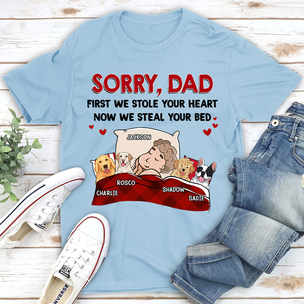Sorry For Stealing Your Bed - Personalized Custom Unisex 5.3 oz T-shirt for Pet Lovers