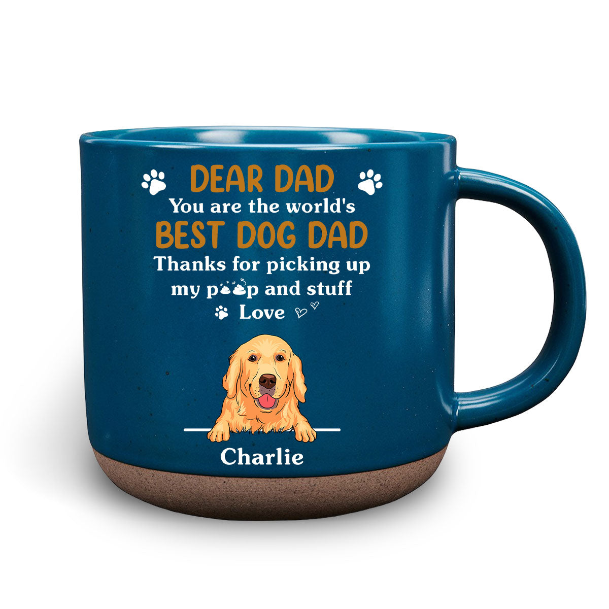 Personalized Custom 11oz Ceramic Pottery Mug for World's Best Dog Moms and Dads in Dark Blue or White