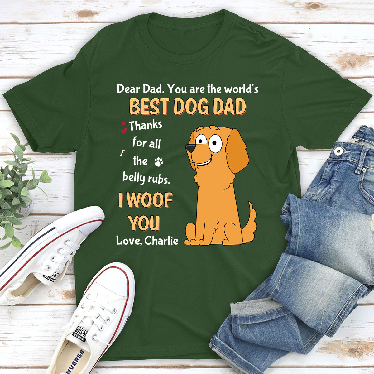 For All The Belly Rubs - Personalized Custom Unisex 5.3 oz T-Shirt for Pet Lovers