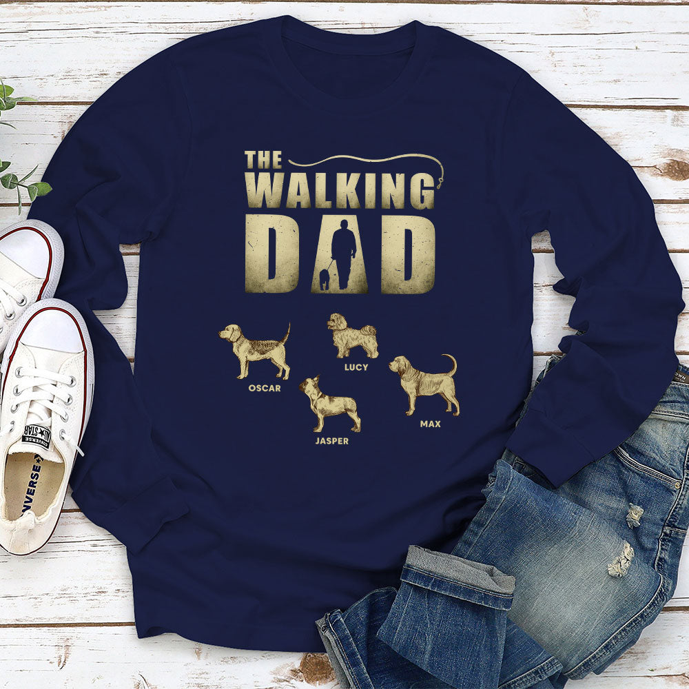 Walking Dad Vintage - Exclusive Personalized Custom Long Sleeve T - shirt for Pet Lovers