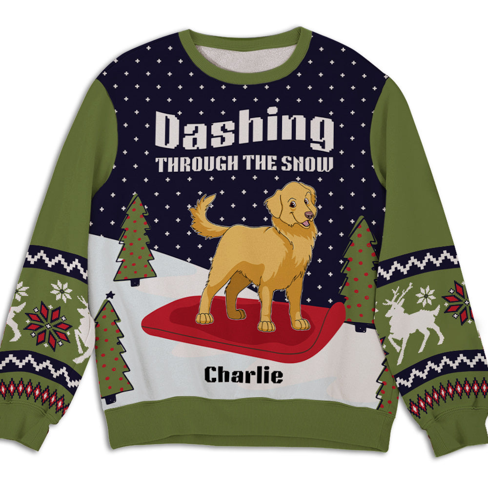 Dashing Through The Snow - Exclusive Personalized Custom All-Over-Print Unisex Sweatshirt for Pet Lovers
