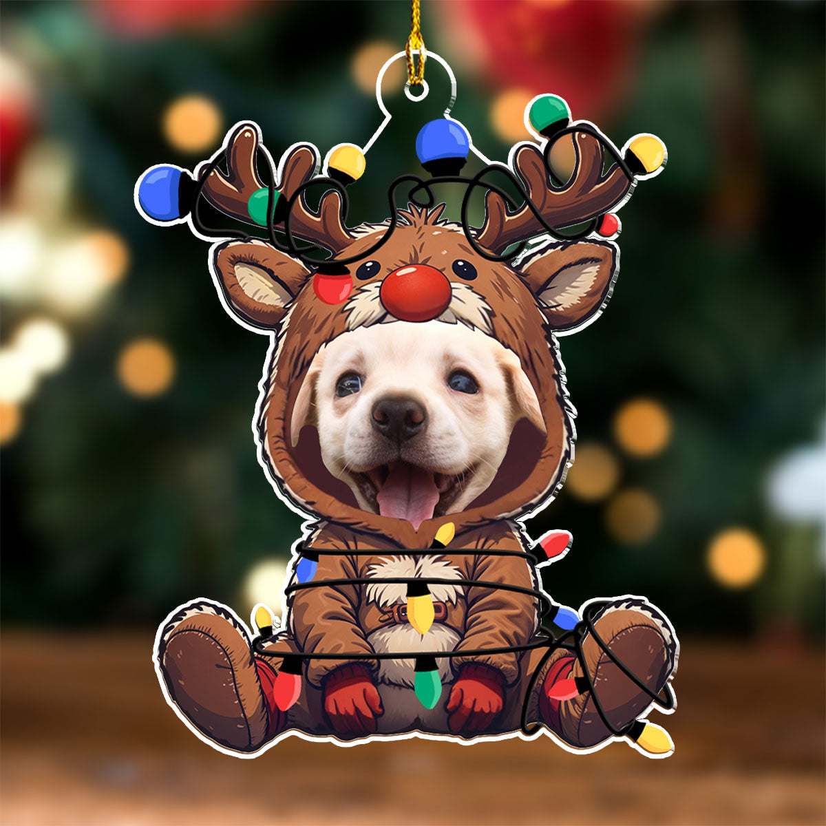 Unique Reindeer Pet Christmas Personalized Custom Photo Acrylic Ornament