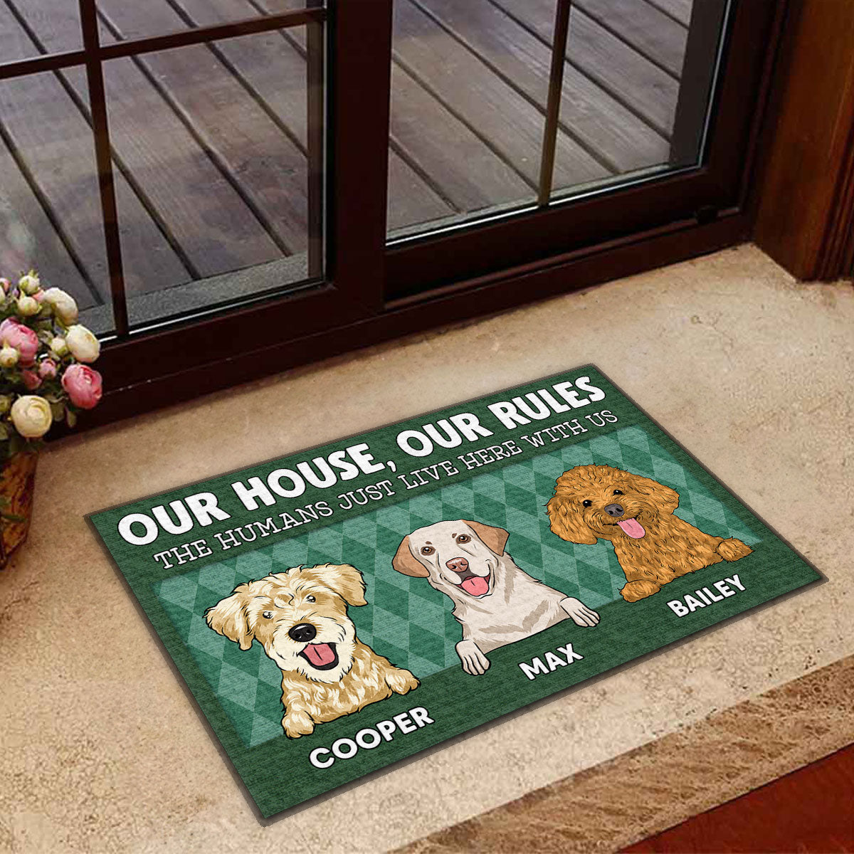 The Humans Live Here - Personalized Custom Doormat with Your Beloved Pet's Picture