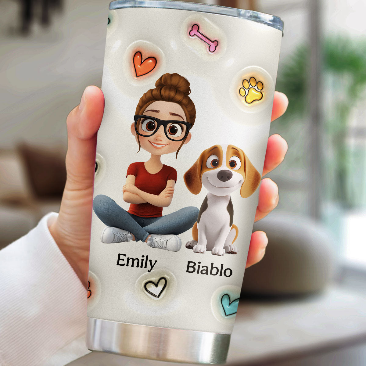 Best Dog Mama Ever - Personalized Custom 3D Inflated Effect 20oz Stainless Steel Tumbler for Ultimate Drink Insulation