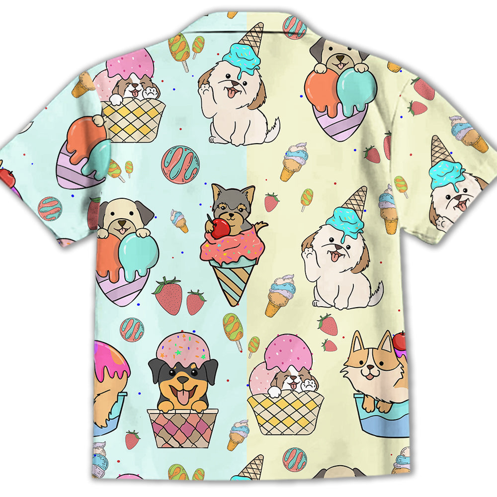 Adorable Dog And Ice Cream 2 Kids' Button - up Shirt for Special Occasions