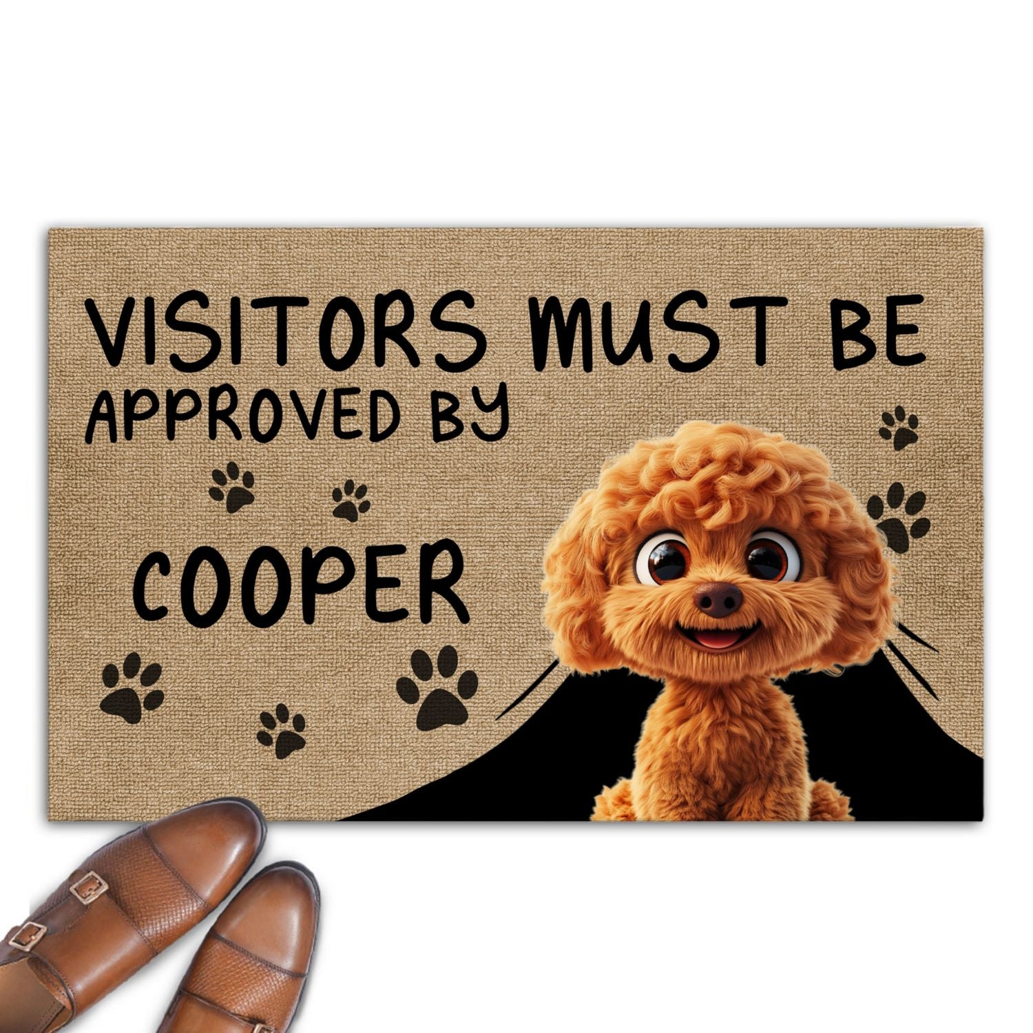 Personalized Custom Doormat - Approved By Dog Cartoon, Ideal for Pet Lovers