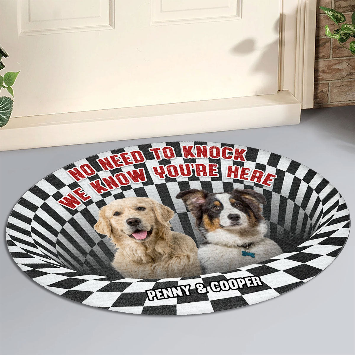 Custom Photo Personalized Doormat: No Need To Knock - Ideal for Pet Lovers