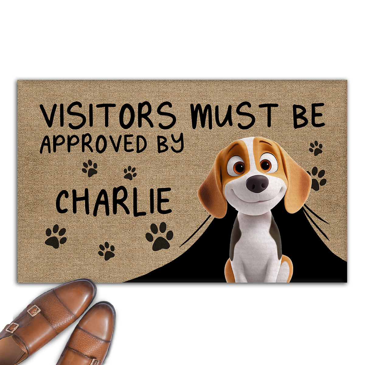 Personalized Custom Doormat - Approved By Dog Cartoon, Ideal for Pet Lovers
