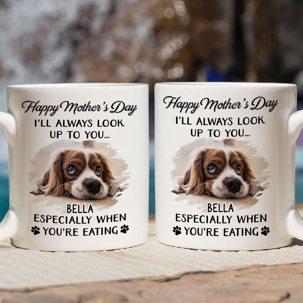 Personalized Custom Coffee Mug with Dog Looking Up At You Photo