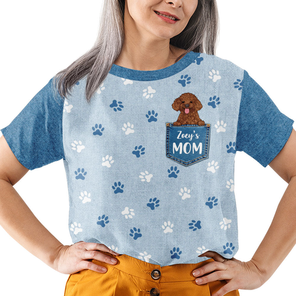 Pocket Dog Mom - Personalized Custom All-over-print Comfortable Polyester Blend T-shirt