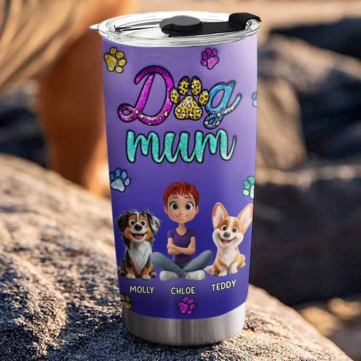 Born To Be a Professional Dog Mom - Personalized Custom 3D Inflated Effect 20oz Stainless Steel Tumbler