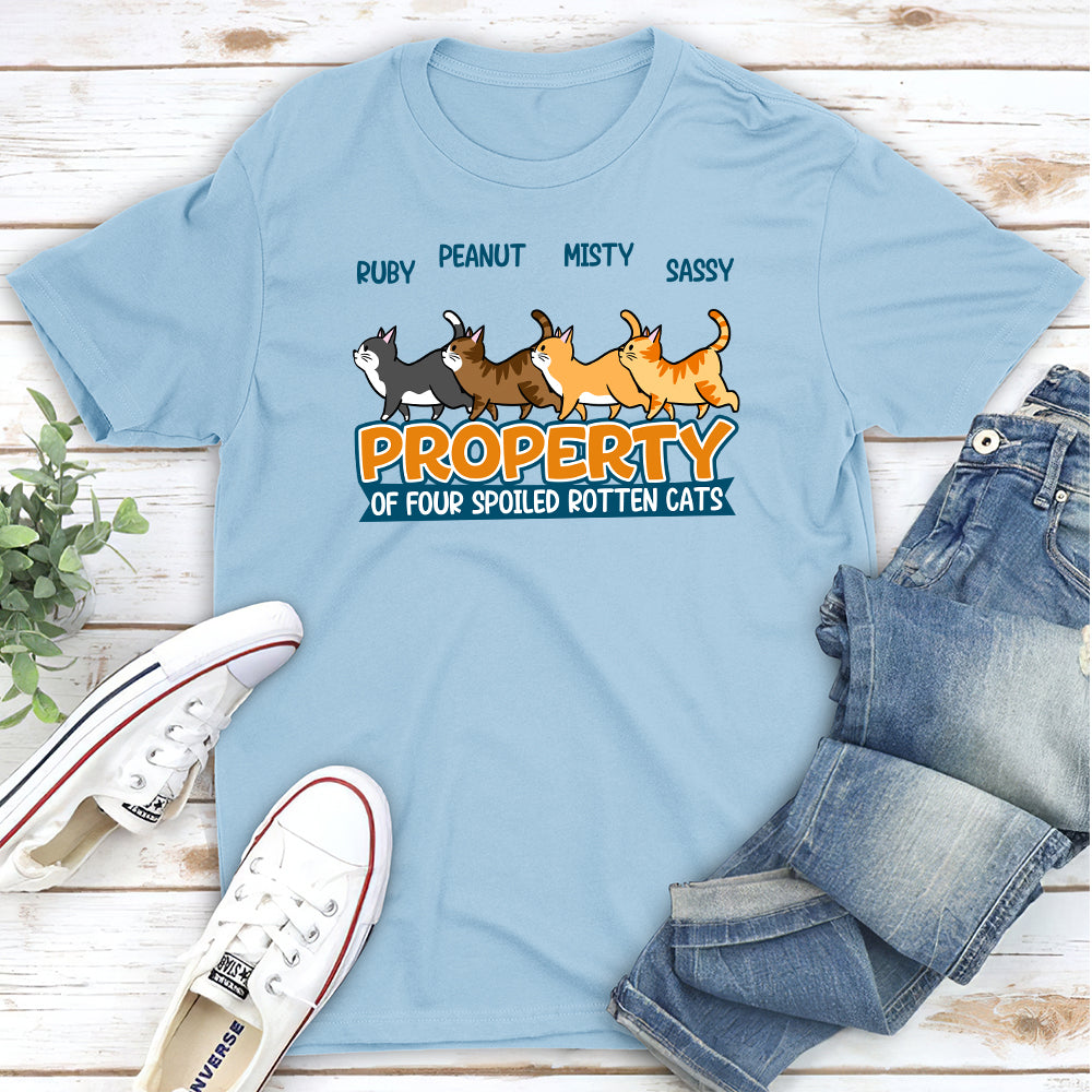 Property Of Spoiled Cats - Personalized Custom Unisex 5.3 oz T-shirt for Pet Lovers
