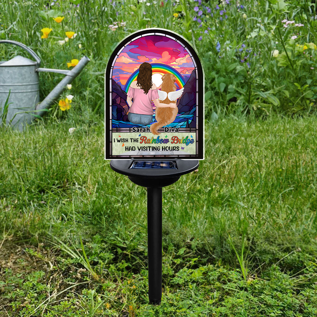 Rainbow Bridge Had Visiting Hours - Personalized Custom 5.7' x 6.3' Solar Light with Multiple Color Illumination