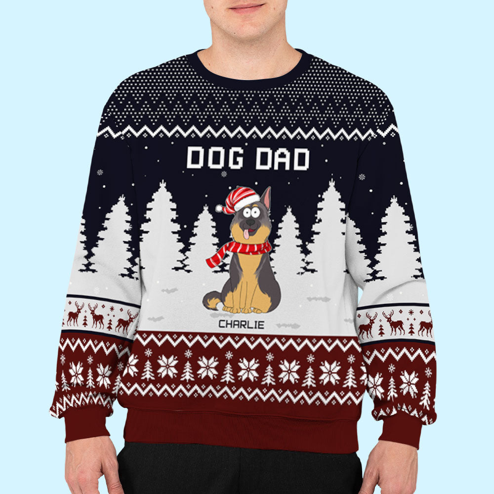 Snowy Night And Paw - Personalized Custom All-Over-Print Unisex 8.8 oz Polyester Blend Sweatshirt for Pet Lovers