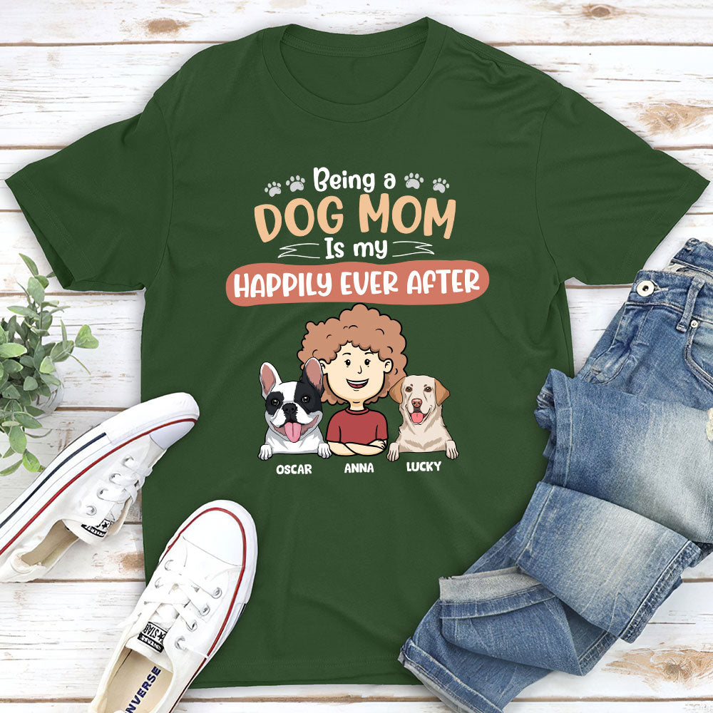 Happy To Be A Dog Mom - Personalized Custom Unisex 5.3 oz T-shirt for Pet Lovers