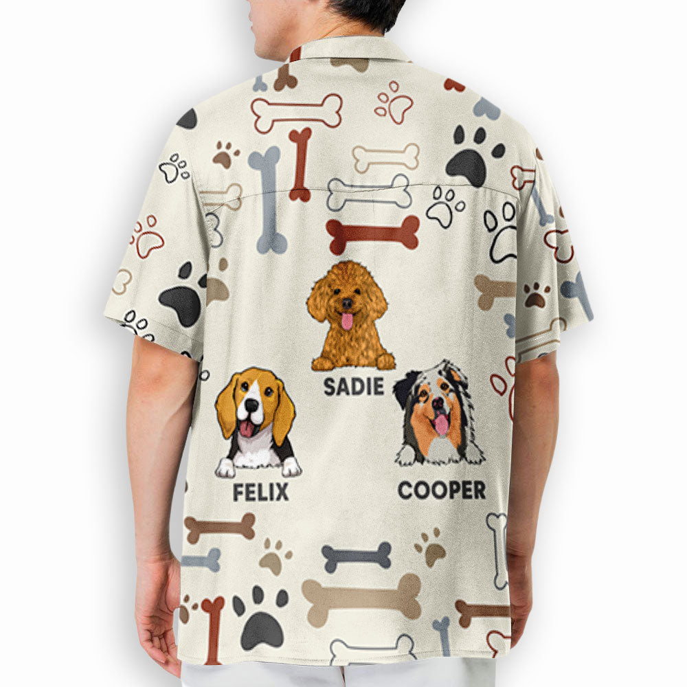 Unique Personalized Custom Hawaiian Shirt with Dog Bones Design - Ideal Summer Gift for Pet Lovers