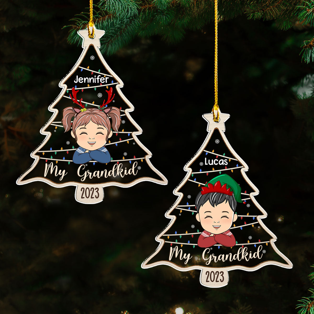2023 Personalized Custom Grandkids Acrylic Christmas Ornament