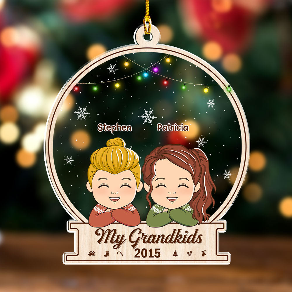 Adorable Personalized Custom Acrylic Christmas Ornament for Grandkids