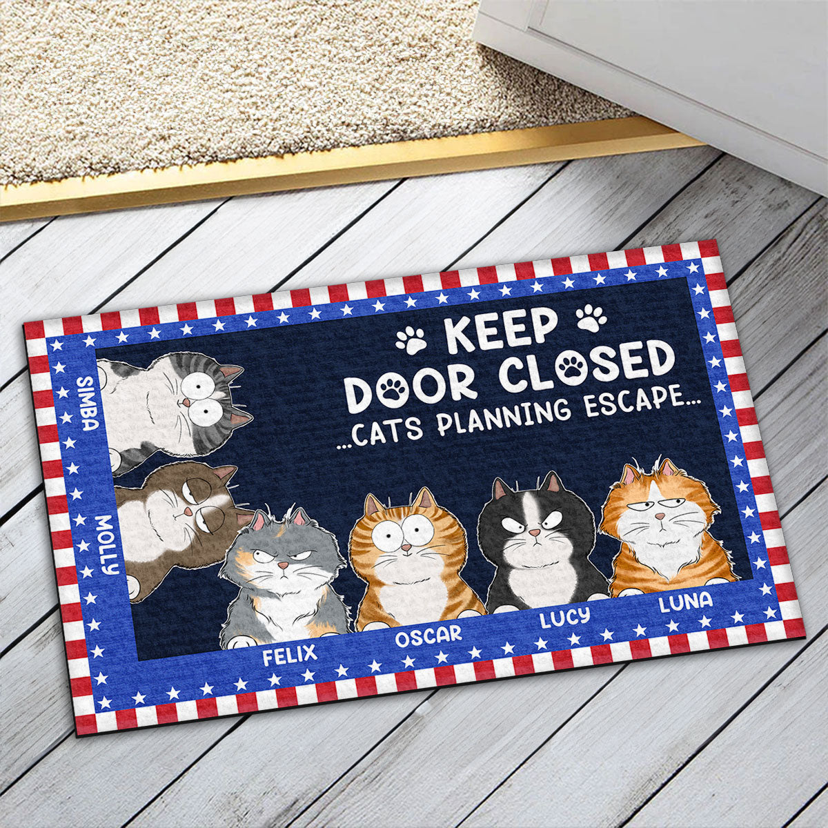 Personalized Custom Doormat - Cats Want To Escape, Ideal for Pet Lovers