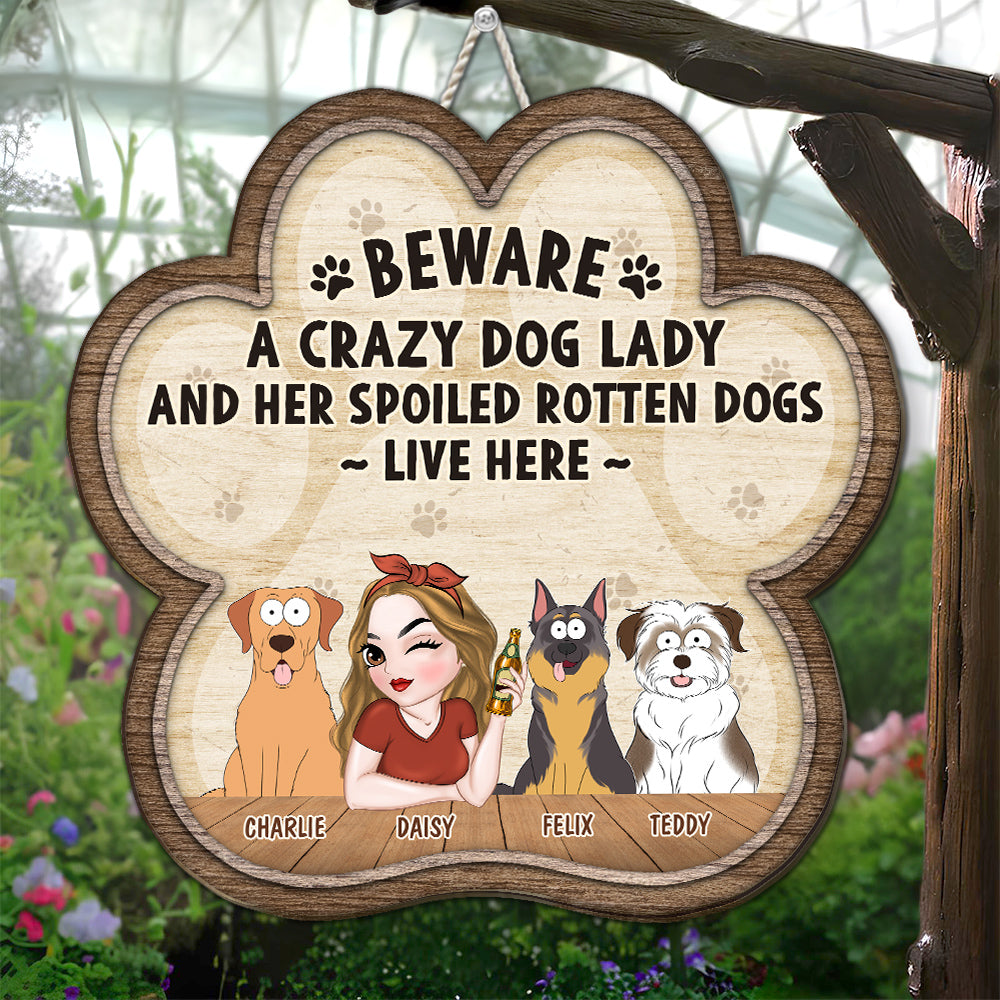 Unique Personalized Custom Wood Sign for Crazy Dog & Dog Lady Lovers