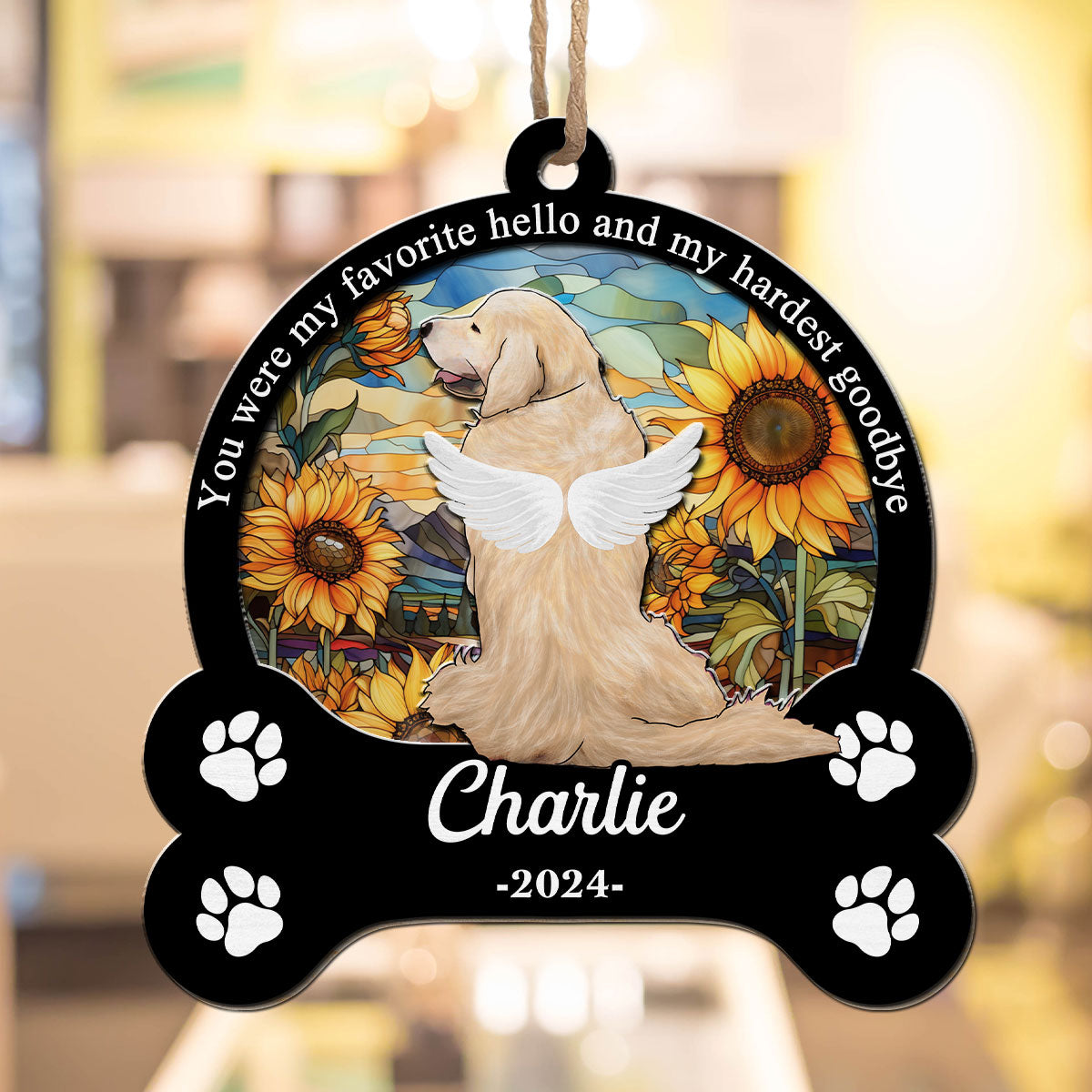 You Were My Favorite Hello - Personalized Custom Suncatcher in 3 Sizes (3.54 inches, 4 inches, 5 inches)
