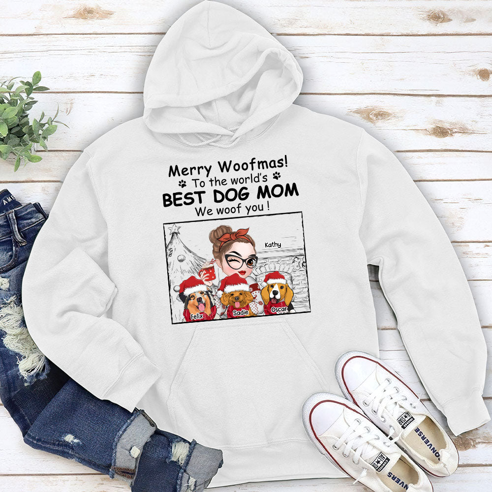Best Dog Mom Christmas - Customizable Personalized Unisex 8.0 oz Christmas Hoodie for Pet Lovers