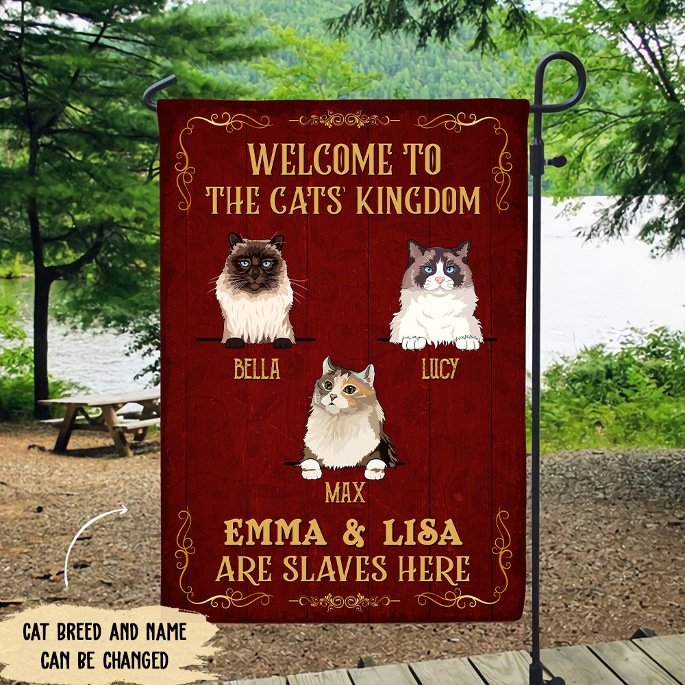 Welcome To The Cat Kingdom - Personalized Custom Garden Flag - Ideal Gift for Cat Lovers