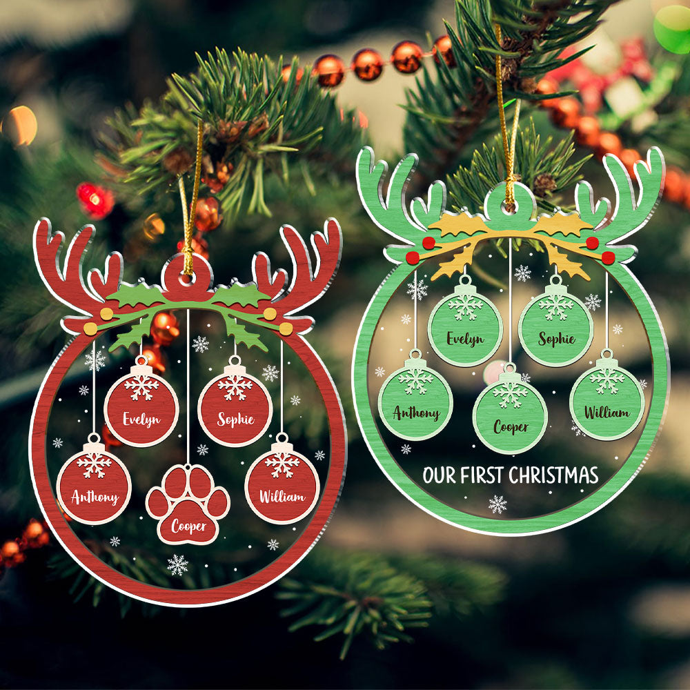 Customizable Green Paw Charm Personalized Acrylic Christmas Ornament